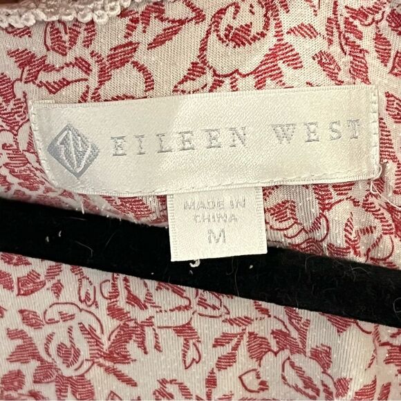 Eileen West Micromodal Floral Long Sleeve Nightgown in White/Red size Medium - Picture 7 of 11